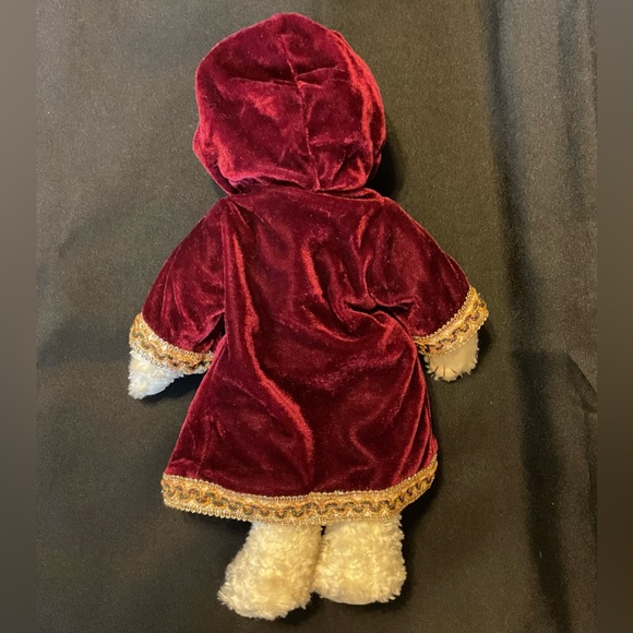 Ty Gem cream stuffed teddy bear in beautiful velvet hooded coat - Picture 4 of 12